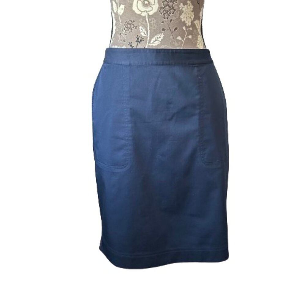 Tommy Bahama Women's Size 6 Navy Blue Mini/Midi Pencil Cotton Blend Pencil Skirt